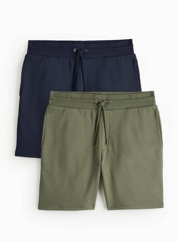 Navy & Khaki Green Jersey Shorts  S
